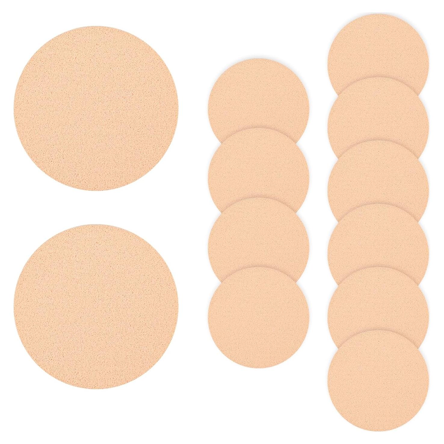 Esponjas de Maquillaje Jeffdad 12 Pcs Redondas Color Piel
