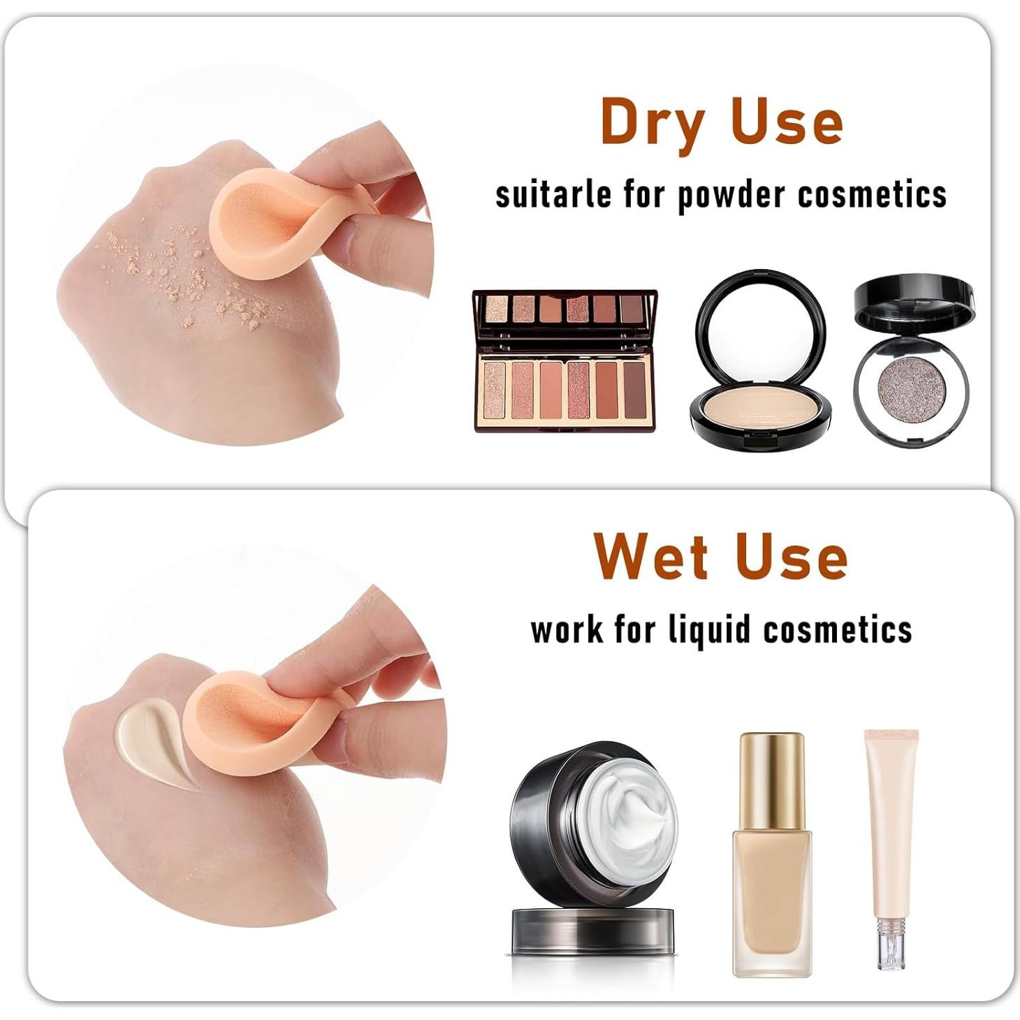 Esponjas de Maquillaje Jeffdad 12 Pcs Redondas Color Piel