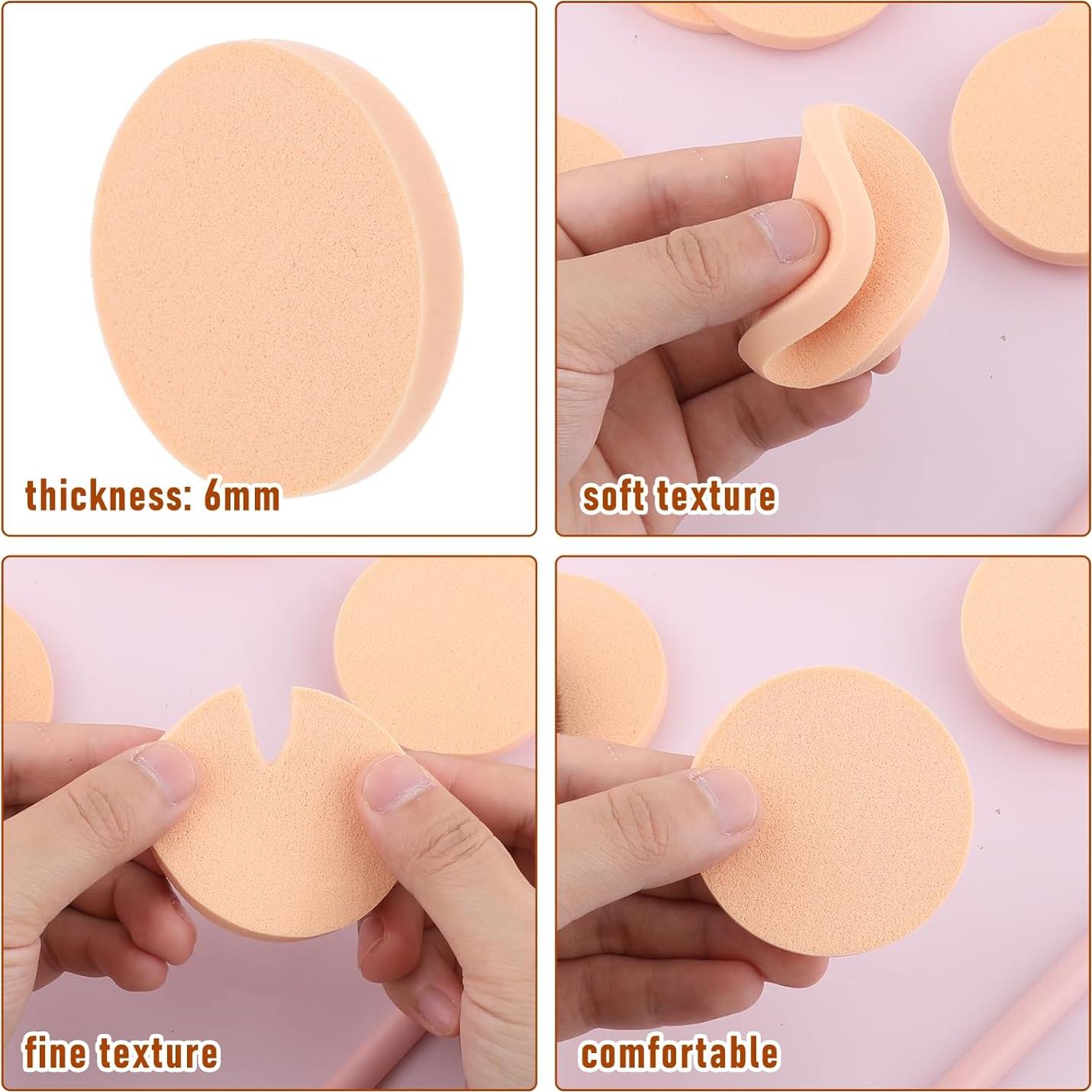 Esponjas de Maquillaje Jeffdad 12 Pcs Redondas Color Piel