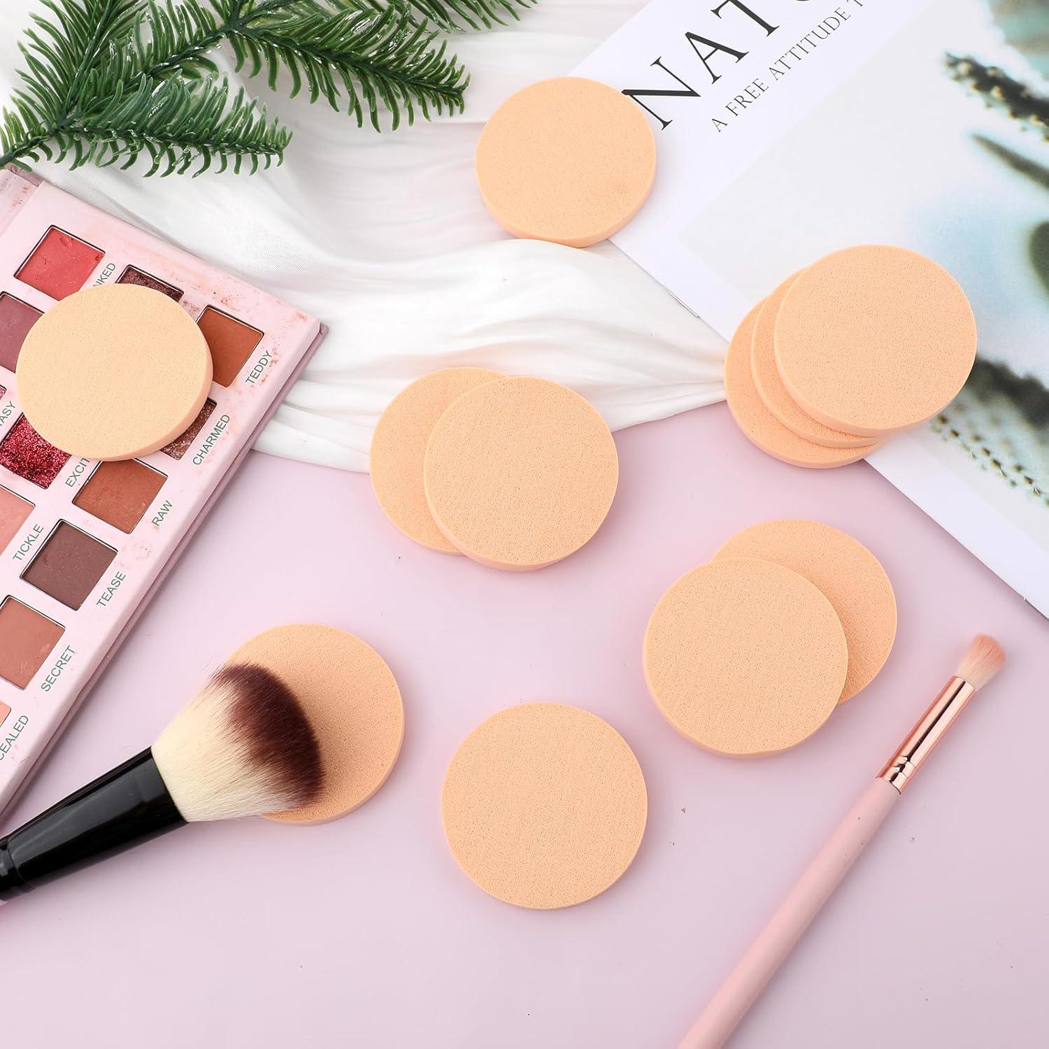 Esponjas de Maquillaje Jeffdad 12 Pcs Redondas Color Piel