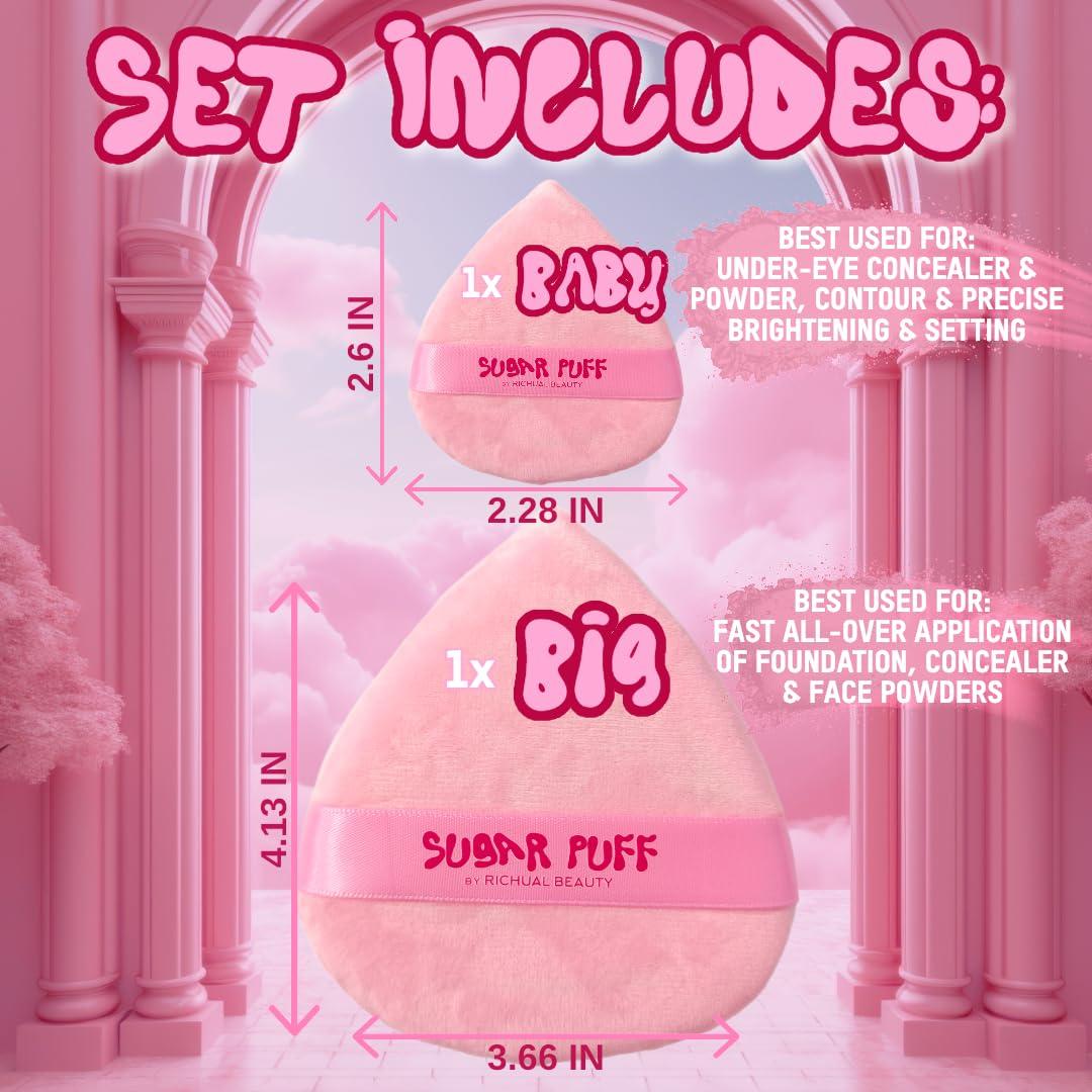 Set Puff de Polvo Triangular Grande y Mini Richual Beauty