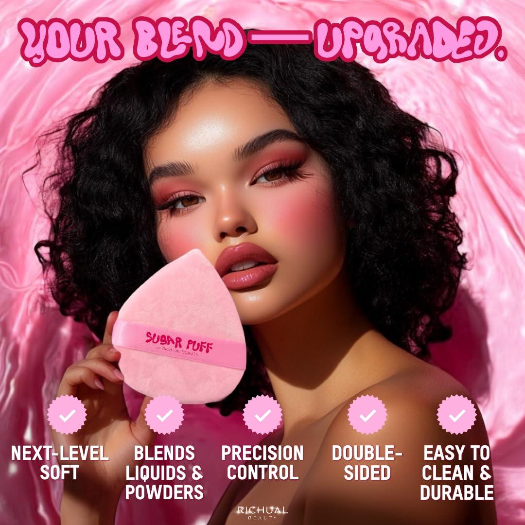 Set Puff de Polvo Triangular Grande y Mini Richual Beauty