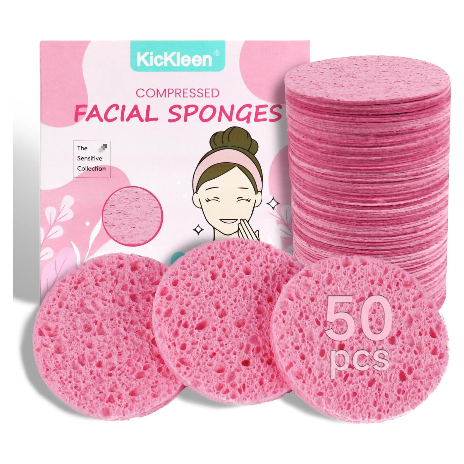 Esponjas Faciales Comprimidas Kickleen 50 Unidades Rosa