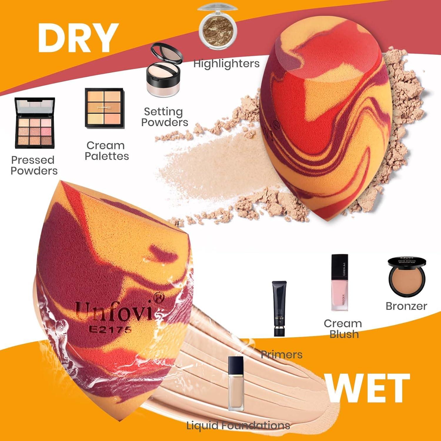 Esponjas de Maquillaje Tricolor Unfovi - 7 Piezas Sin Látex