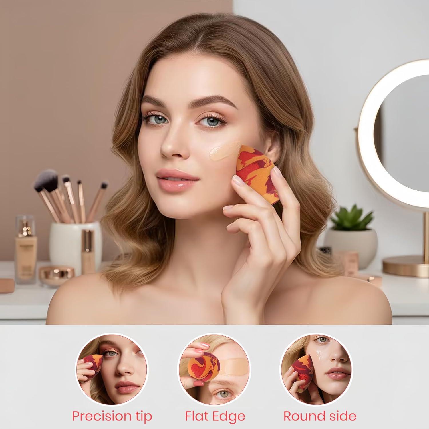 Esponjas de Maquillaje Tricolor Unfovi - 7 Piezas Sin Látex