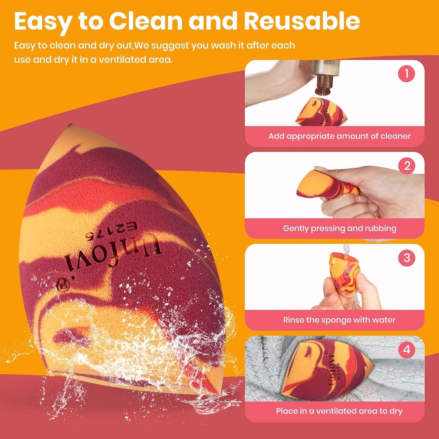 Esponjas de Maquillaje Tricolor Unfovi - 7 Piezas Sin Látex