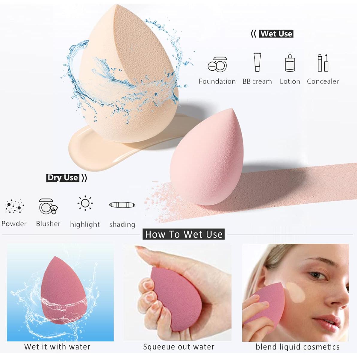 Juego de Esponjas de Maquillaje Leeshine 8 Piezas Rosa