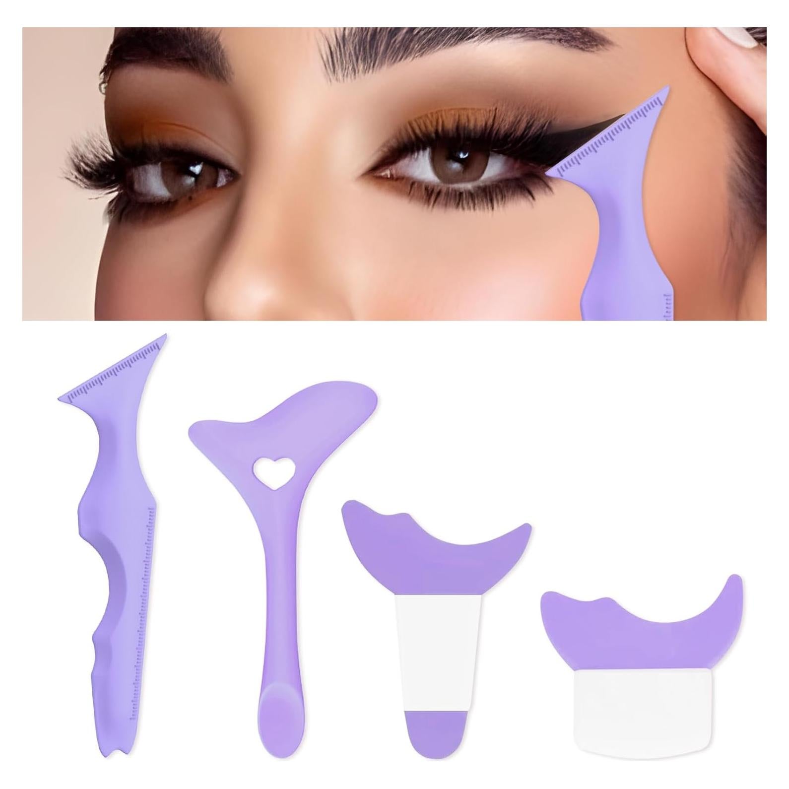 4 Placas para Delineador IDDFEVE Silicona Profesional Morado