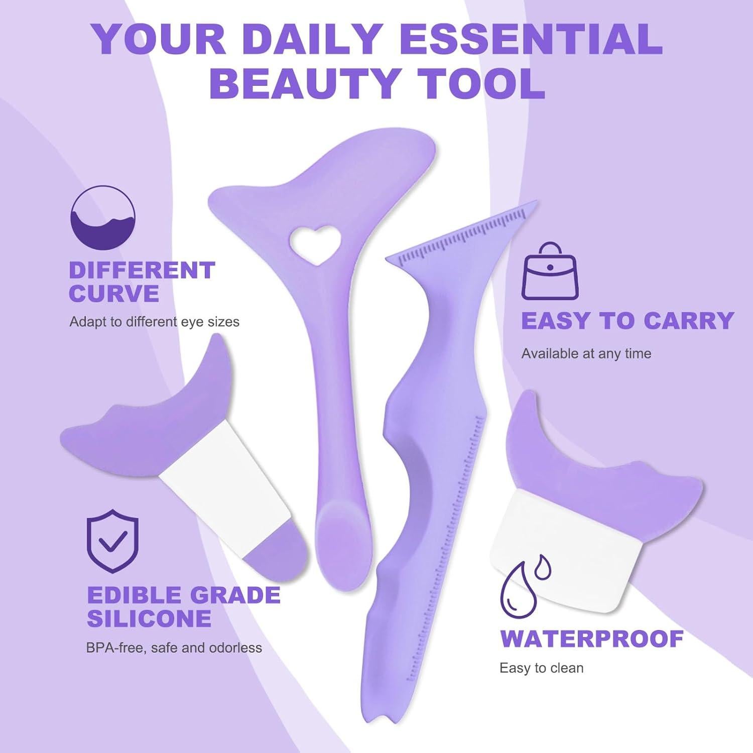 4 Placas para Delineador IDDFEVE Silicona Profesional Morado