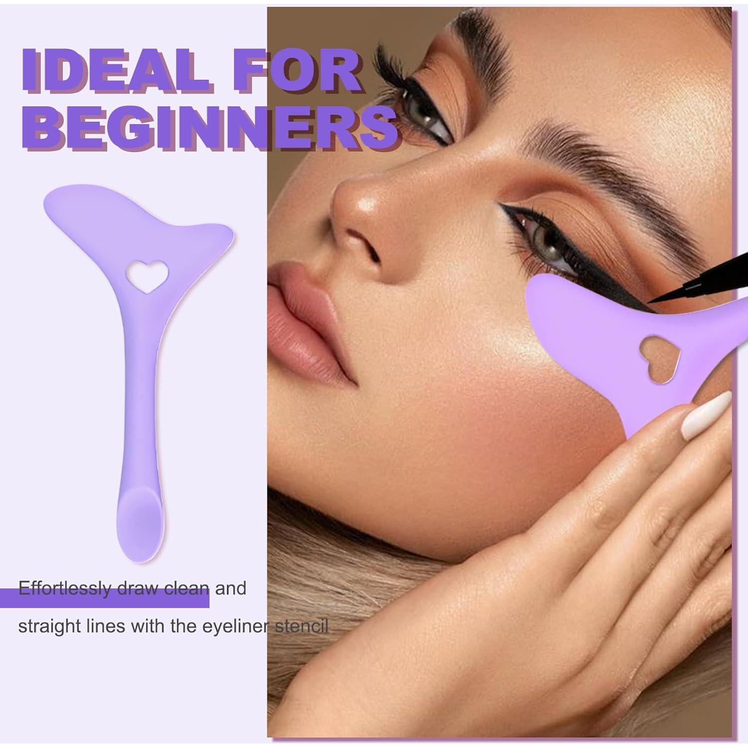 4 Placas para Delineador IDDFEVE Silicona Profesional Morado