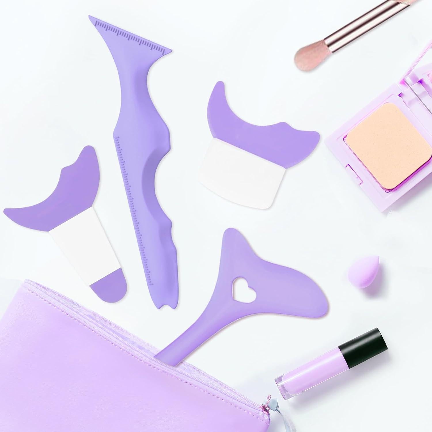 4 Placas para Delineador IDDFEVE Silicona Profesional Morado