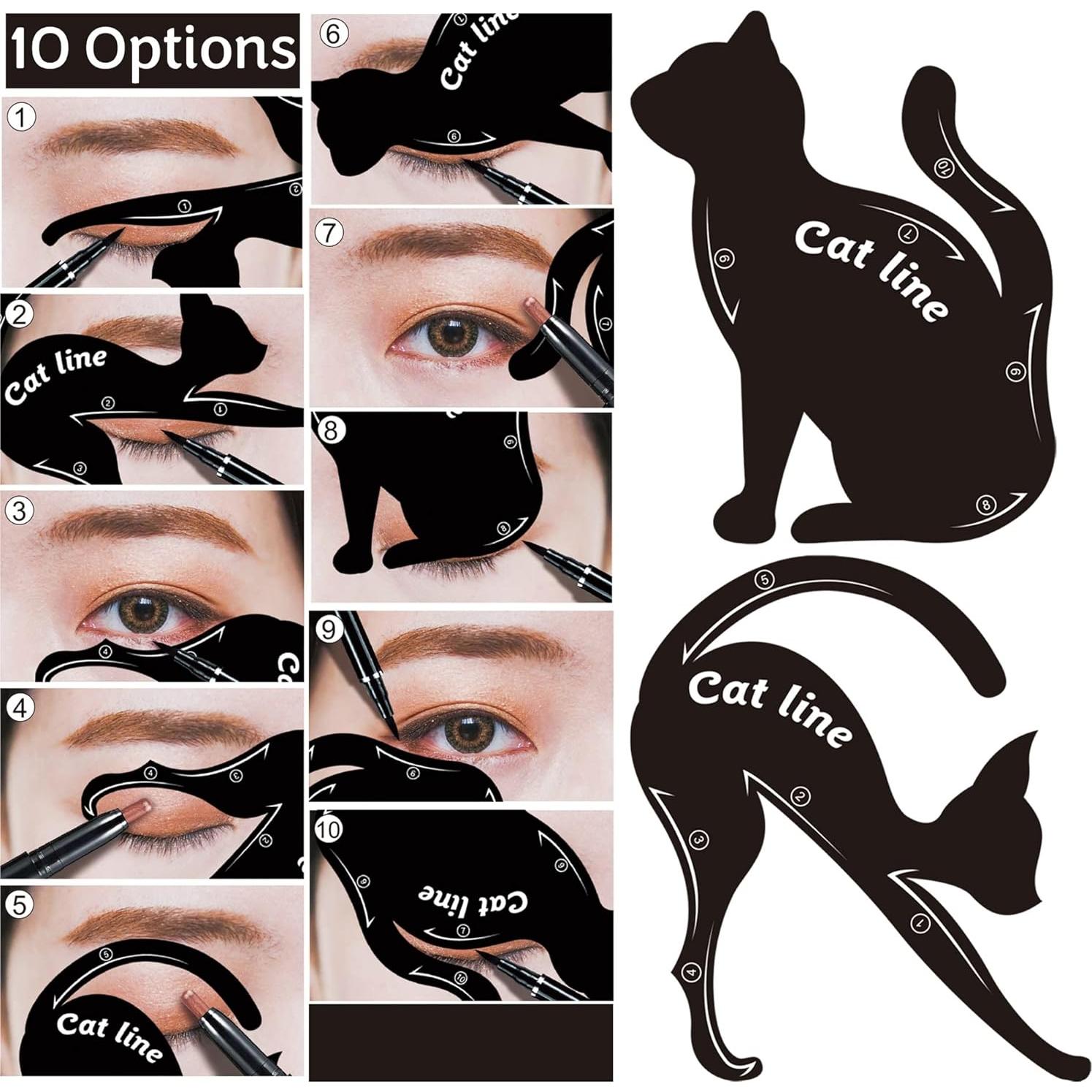 Plantillas de Eyeliner Alayna para Ojos de Gato - 10 Formas