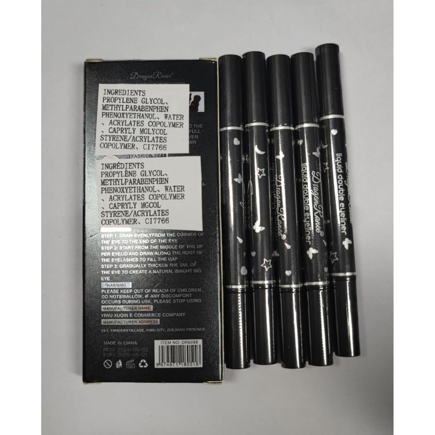 Juego de 5 Sellos de Delineador Líquido Negro WENJLYJ