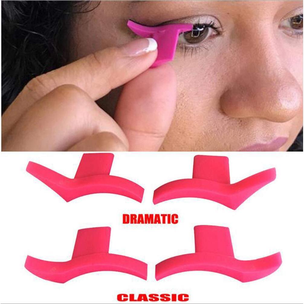 4 Pares Plantillas de Delineador de Ojos Silicona Estilo Clásico y Dramático