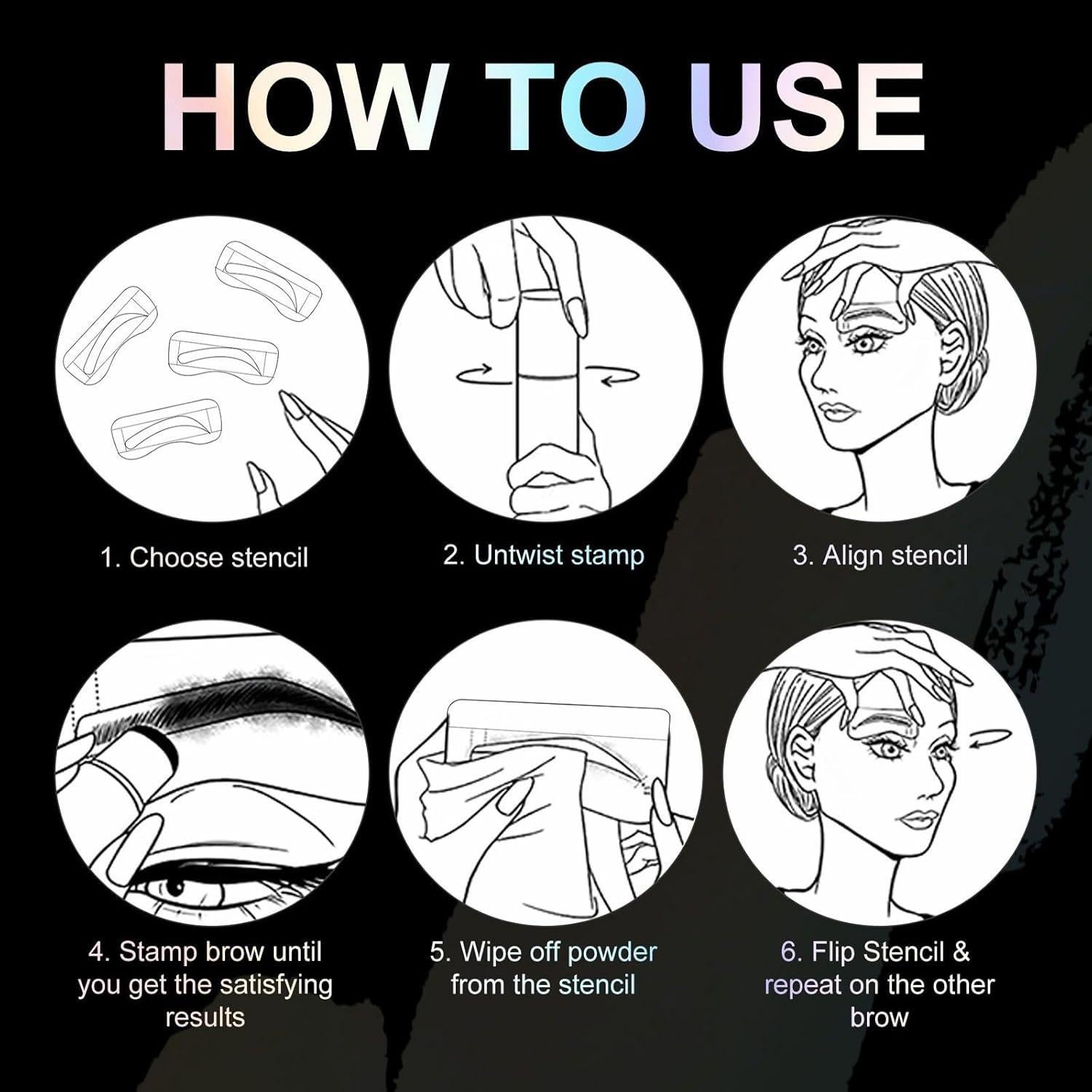 Kit de Plantillas para Cejas OETUIOW - 24 Reutilizables Impermeables