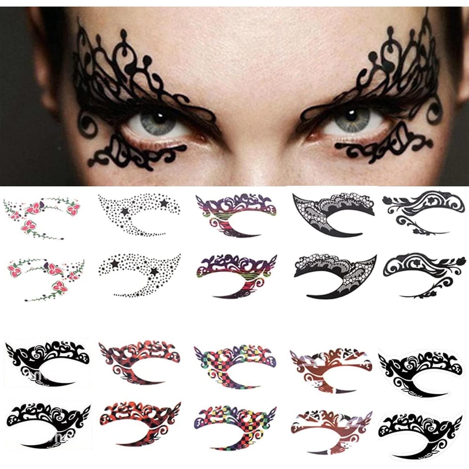 10 Hojas Calcomanías Tatuaje Sombra de Ojos HANSAMU