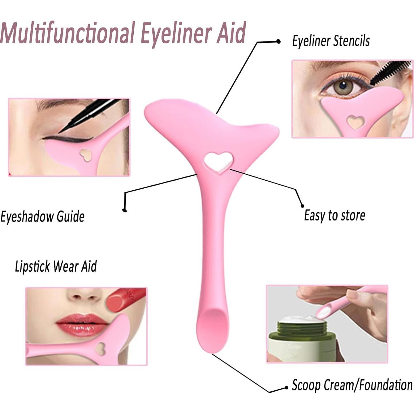 3 Piezas Plantillas de Delineador Ljiarui Rosa Multifuncional