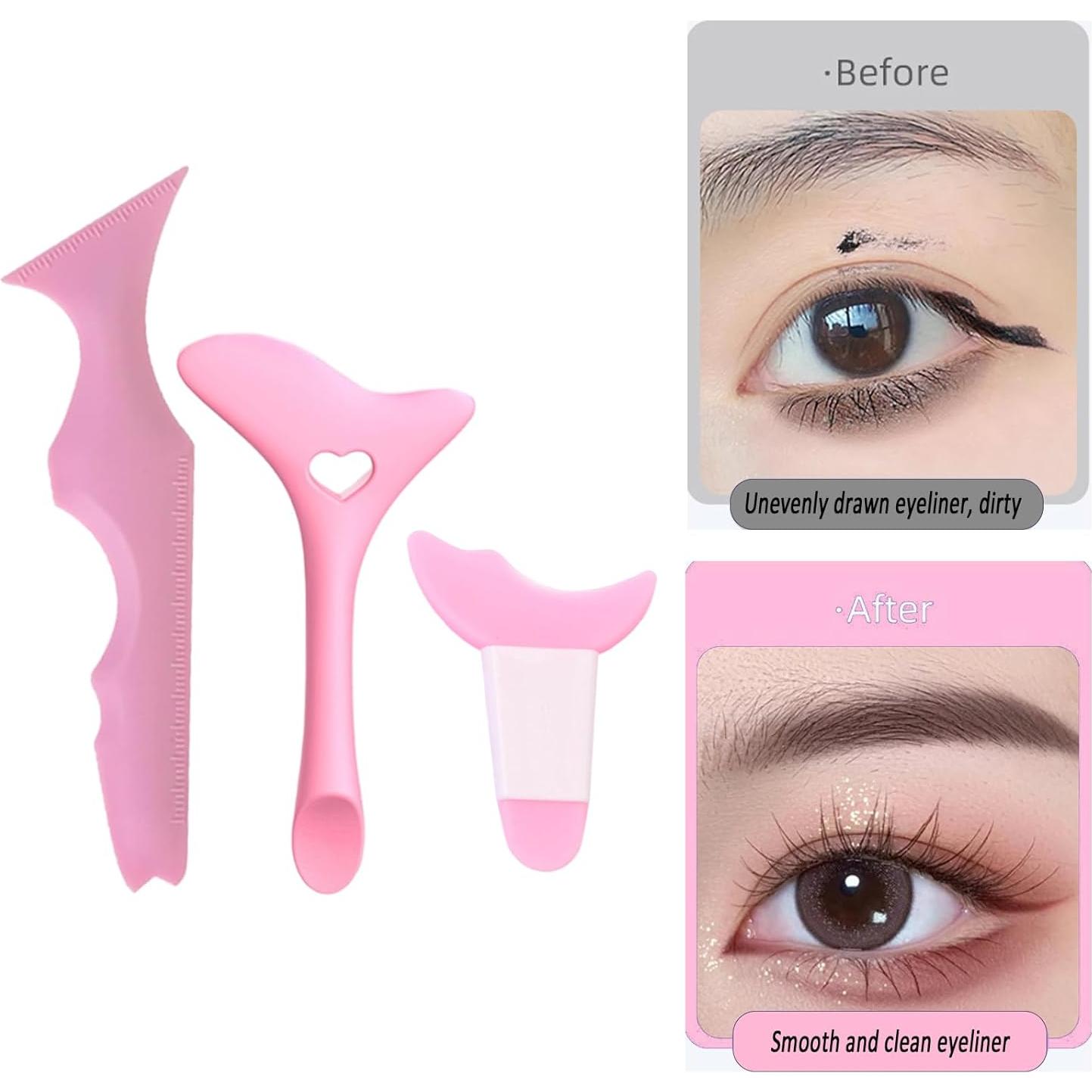 3 Piezas Plantillas de Delineador Ljiarui Rosa Multifuncional