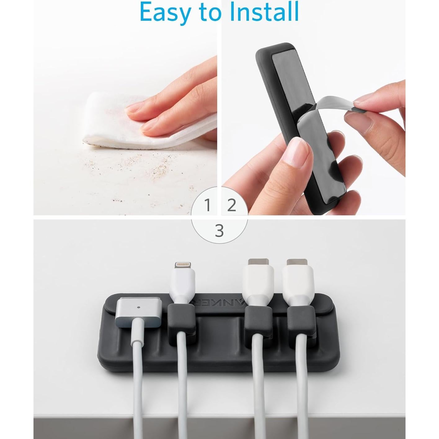 Organizador de Cables Anker A8891 - 5 Clips Magnéticos Negro