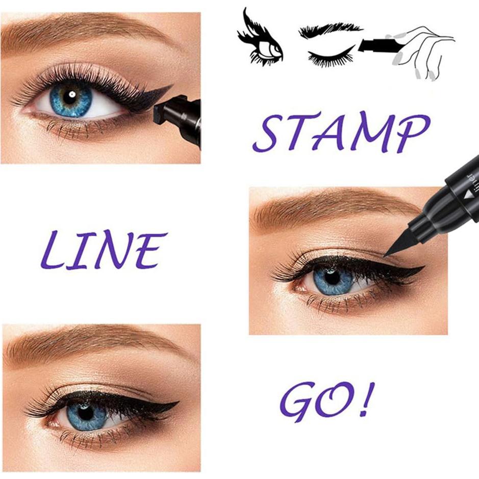 Eyeliner Líquido Negro Doble Punta Linble - Impermeable 8mm