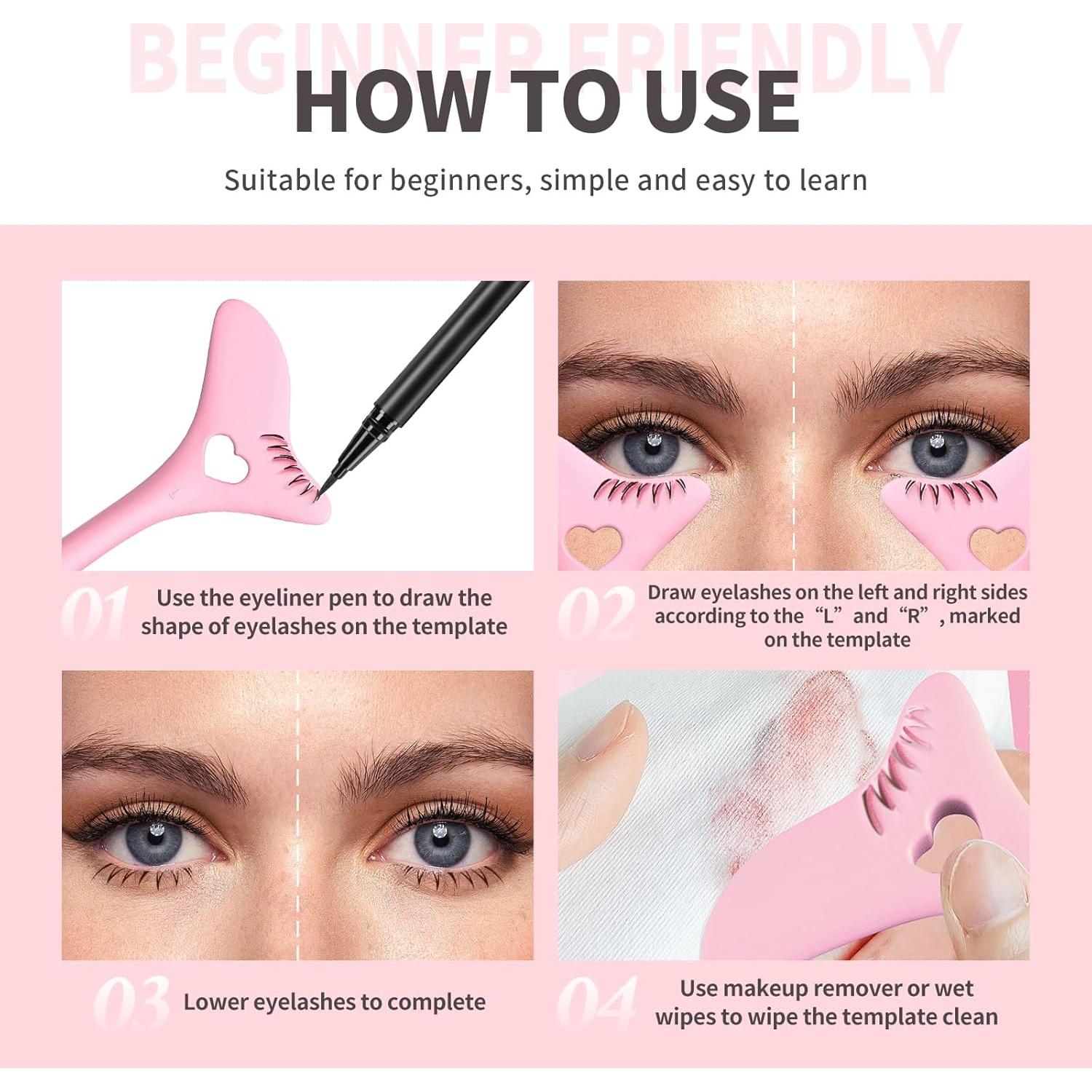 Plantilla de Delineador de Pestañas Inferiores HOSAILY Rosa - Herramienta de Maquillaje Multifuncional