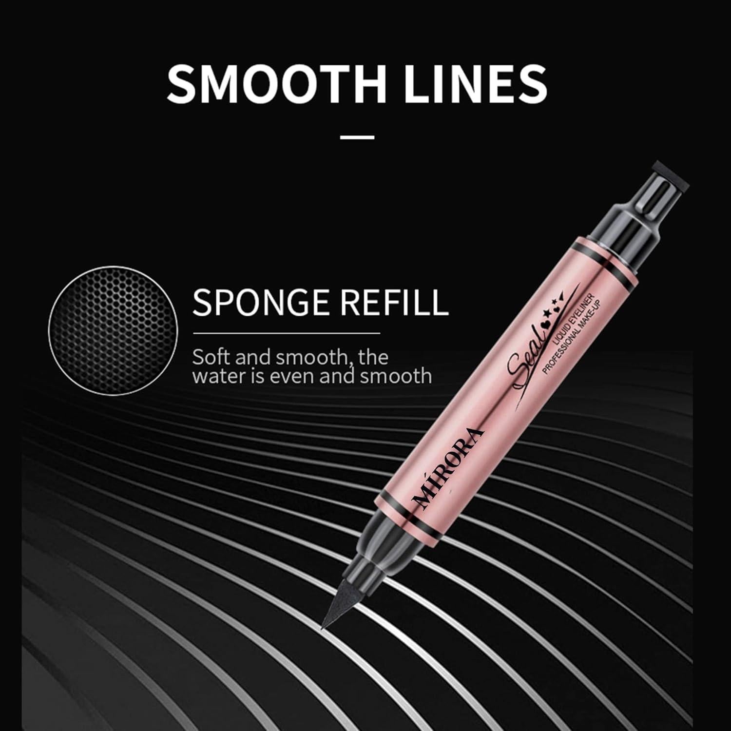Sello de Eyeliner Multifuncional MIRORA Negro 10mm Resistente