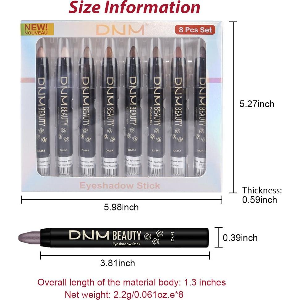 Juego de 8 Piezas de Sombra de Ojos evpct - Mate y Brillante