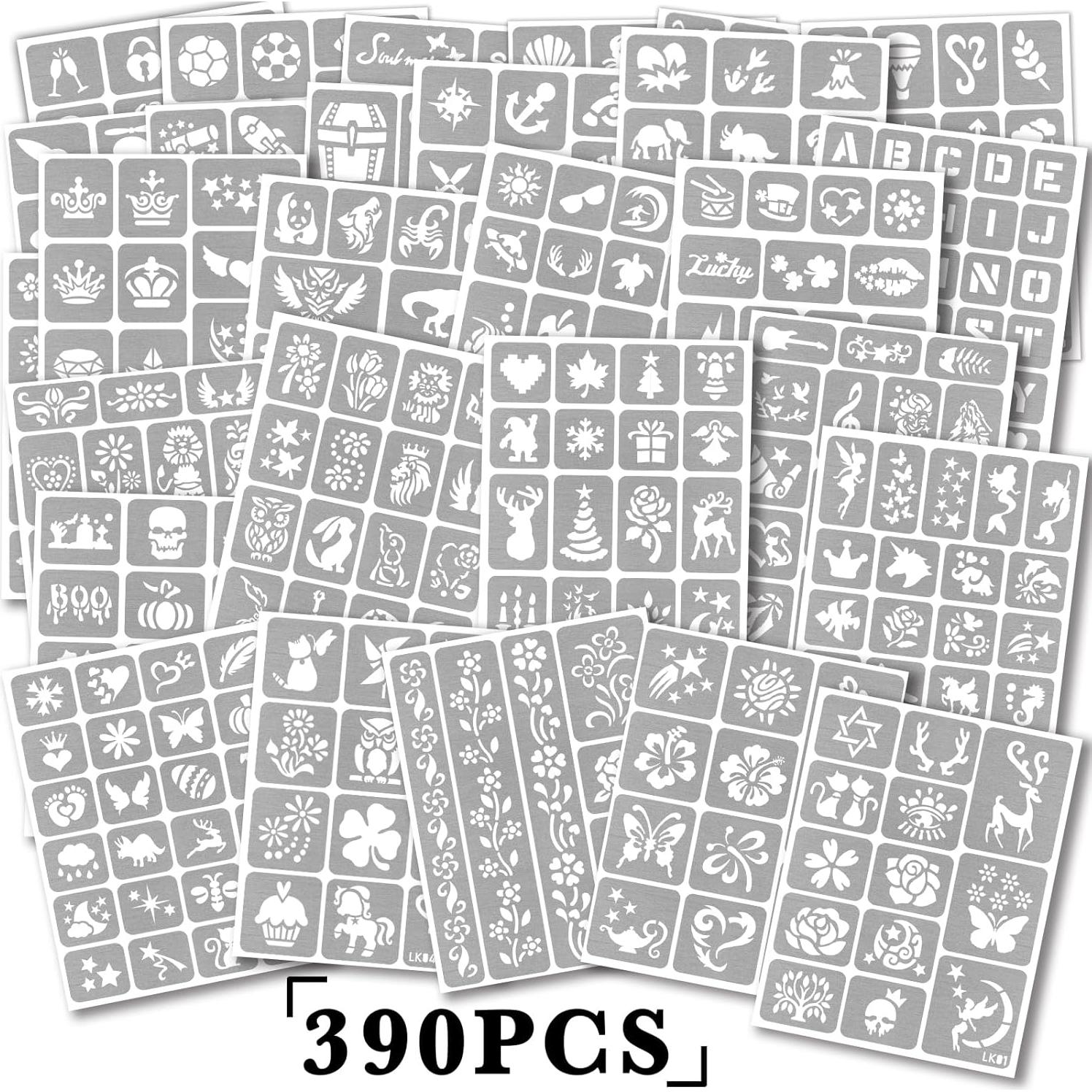 Kit de 390 Plantillas de Tatuajes Temporales Yazhiji