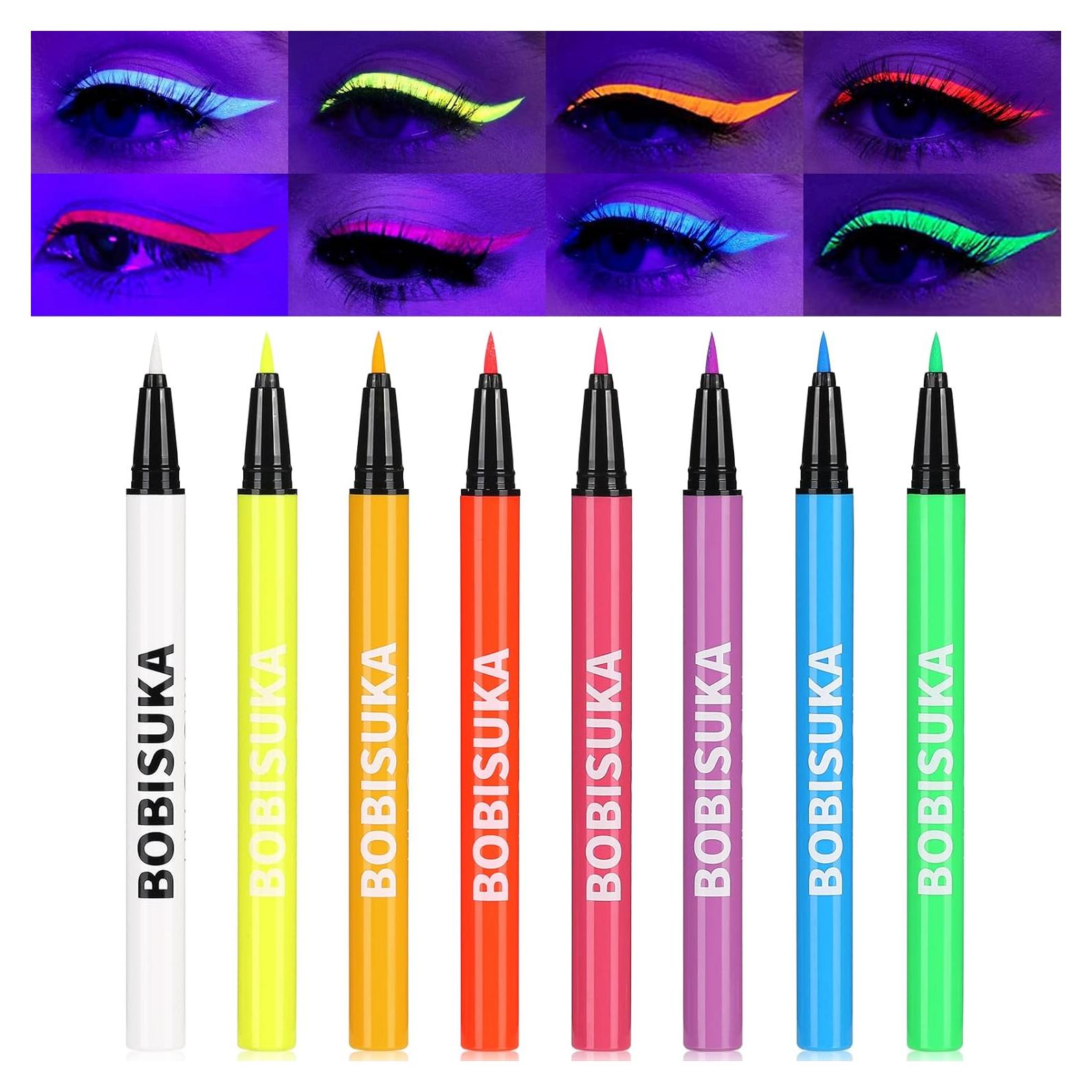 Set de Delineadores Líquidos UV Neón BOBISUKA 8 Colores Mate