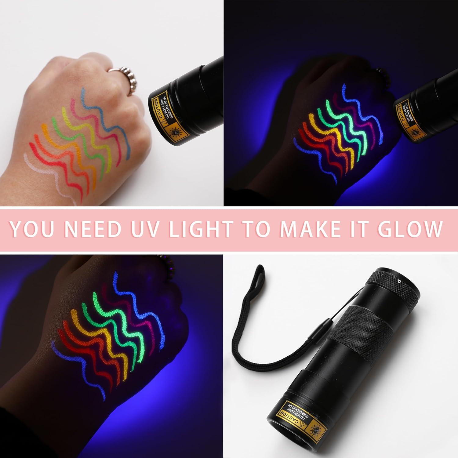 Set de Delineadores Líquidos UV Neón BOBISUKA 8 Colores Mate