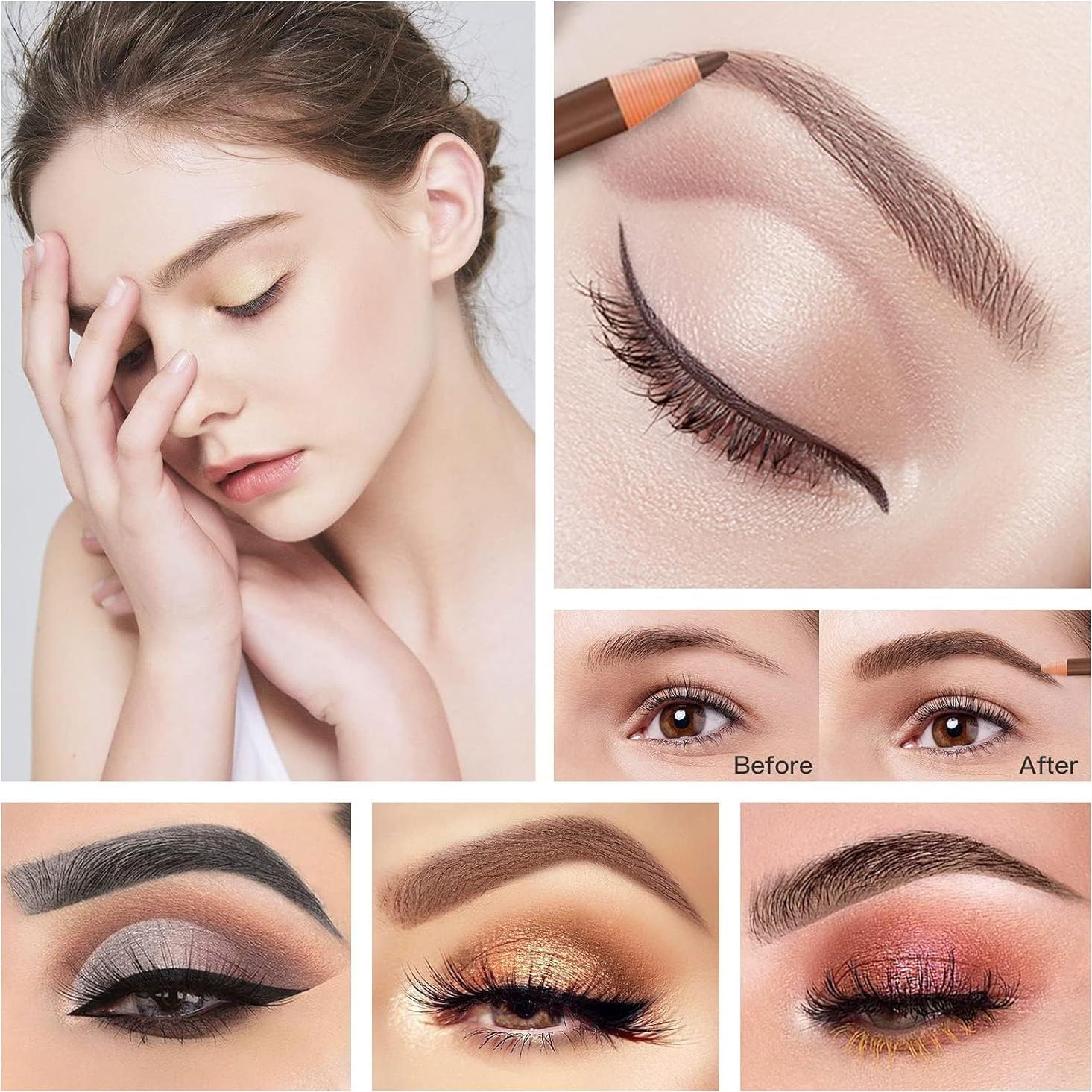 Kit de Lápices de Cejas Impermeables LSxia - 5 Marrón Claro + 1 Blanco