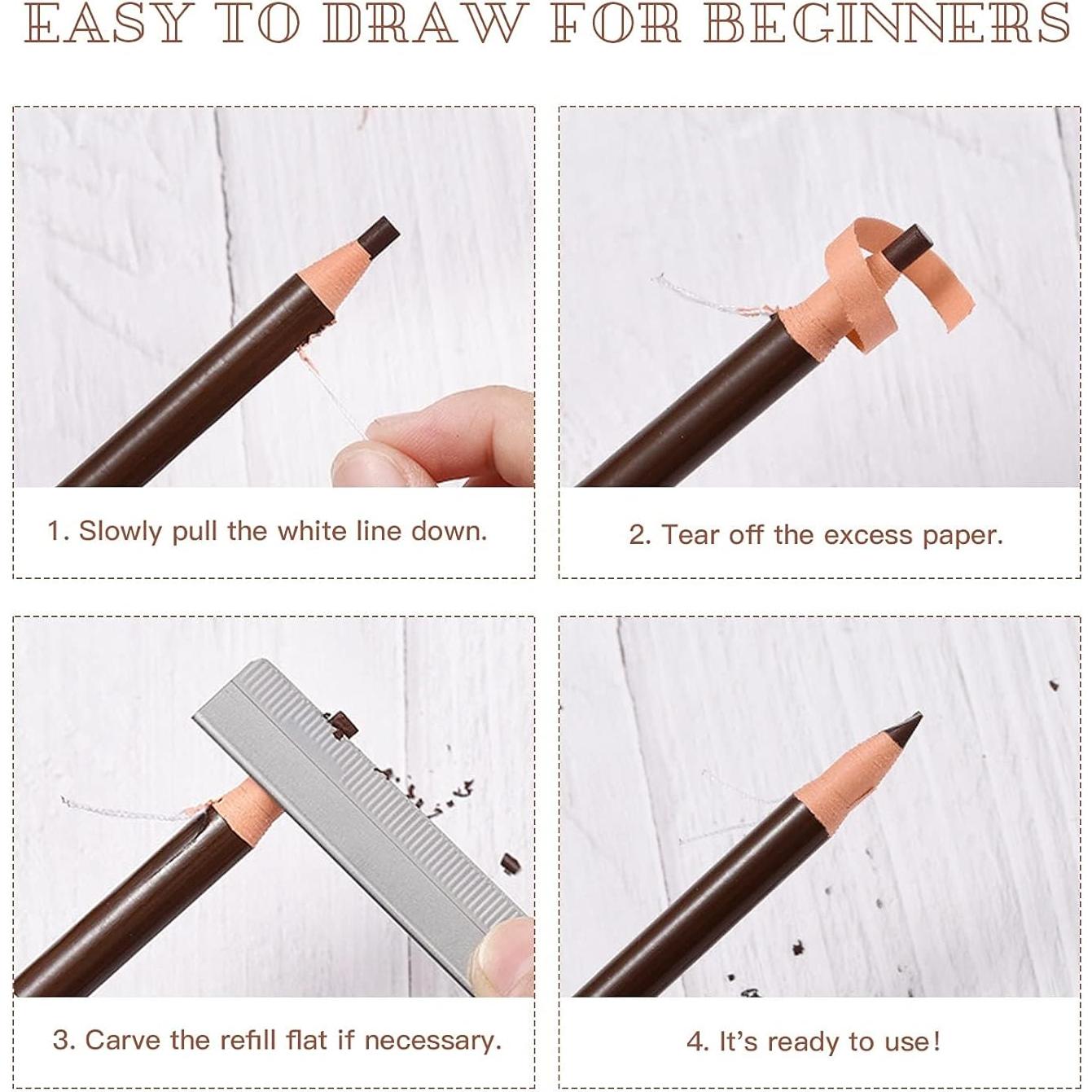 Kit de Lápices de Cejas Impermeables LSxia - 5 Marrón Claro + 1 Blanco