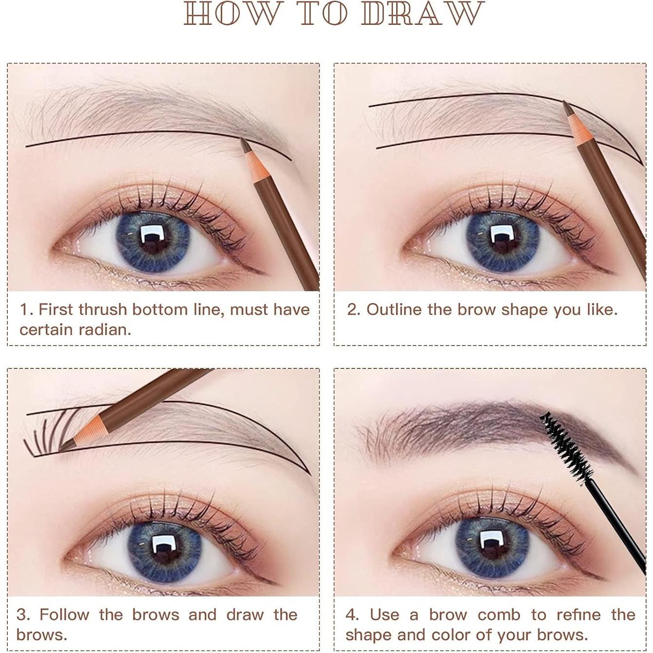 Kit de Lápices de Cejas Impermeables LSxia - 5 Marrón Claro + 1 Blanco