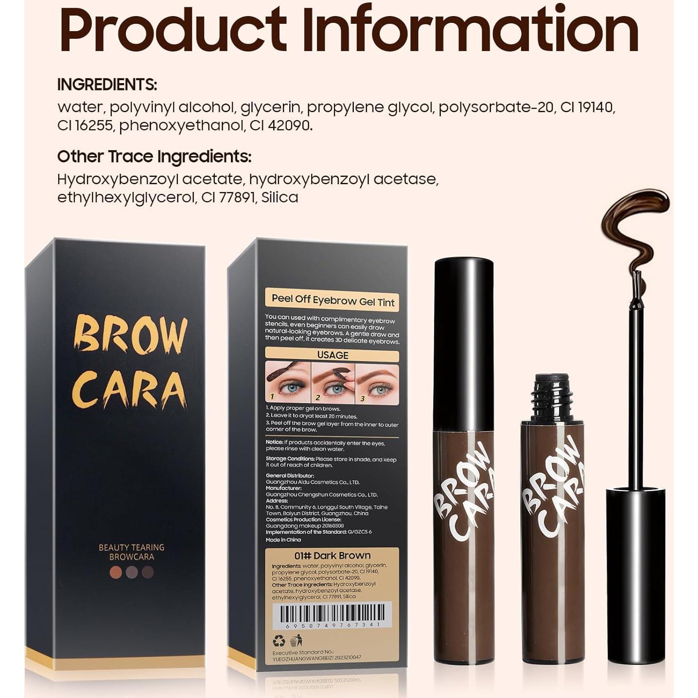 Gel para Cejas Peel Off Fanterday - Tatuaje Larga Duración Marrón Oscuro