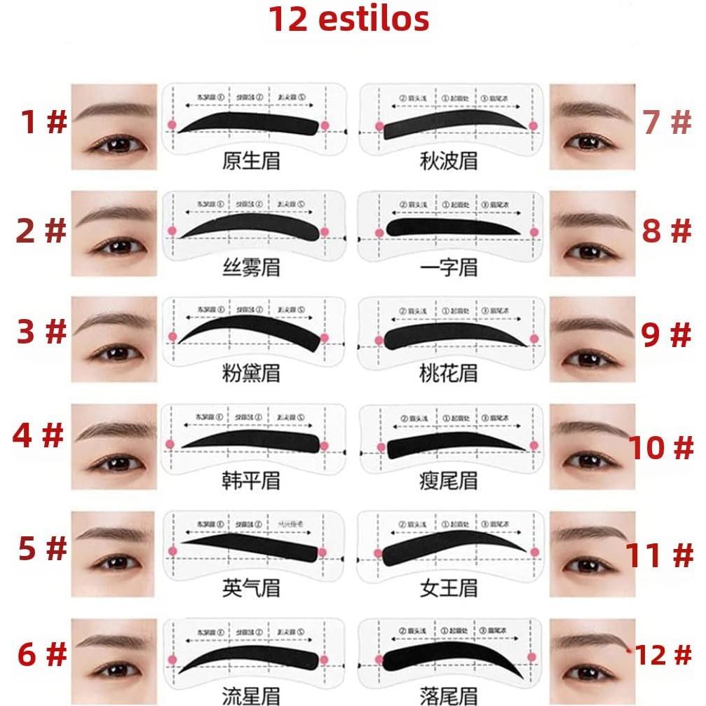 84 Pares Plantillas de Cejas Mzdkjzl - 12 Estilos Ajustables