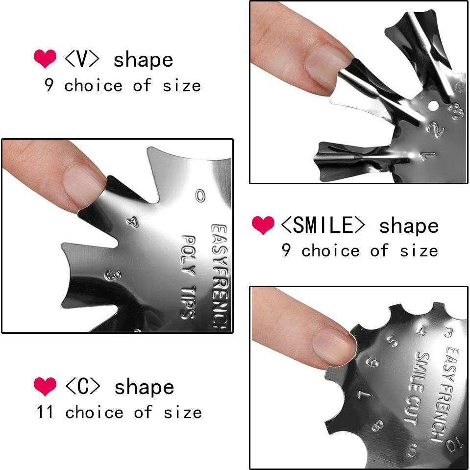 DANNEASY Cortadora de Gel Acrílico Francesa 3Pcs + Pegatinas