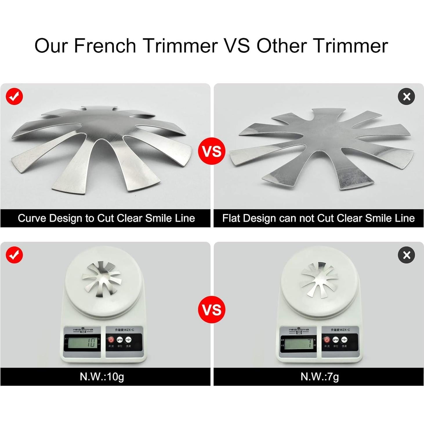 Cortador de Uñas Francesas HJ-NAT196 Acero Inoxidable 9 Tamaños