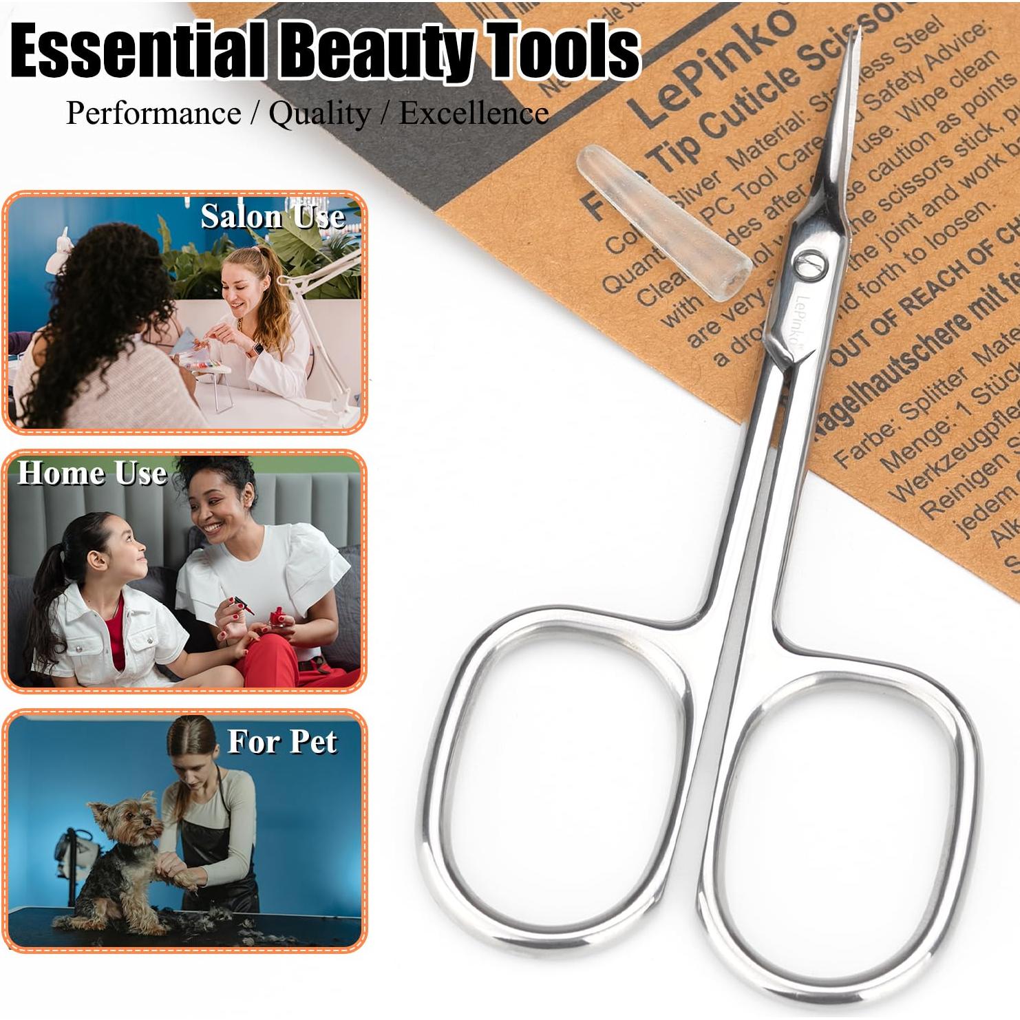 Tijeras de Cutícula LePinko, Acero Inoxidable, Punta Fina