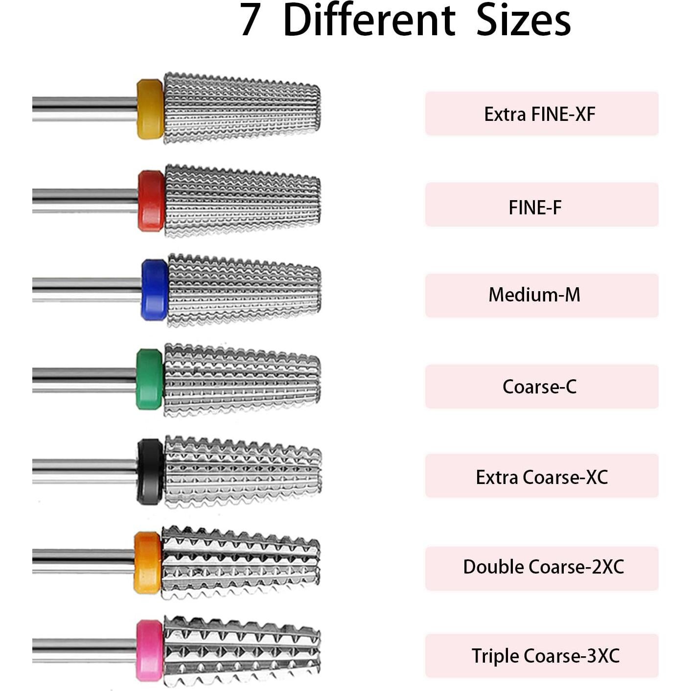 Brocas para Uñas 5 en 1 ERUIKA Carburo Fino Plata