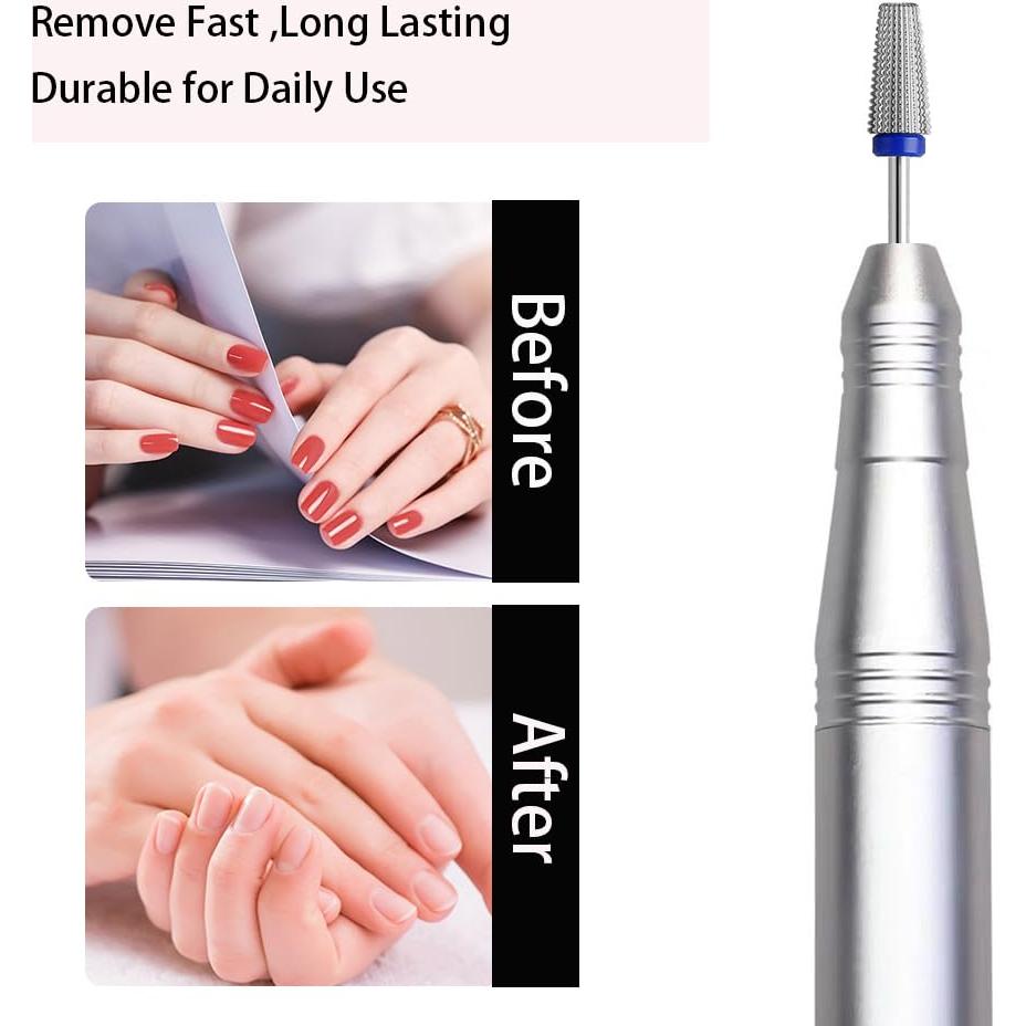 Brocas para Uñas 5 en 1 ERUIKA Carburo Fino Plata