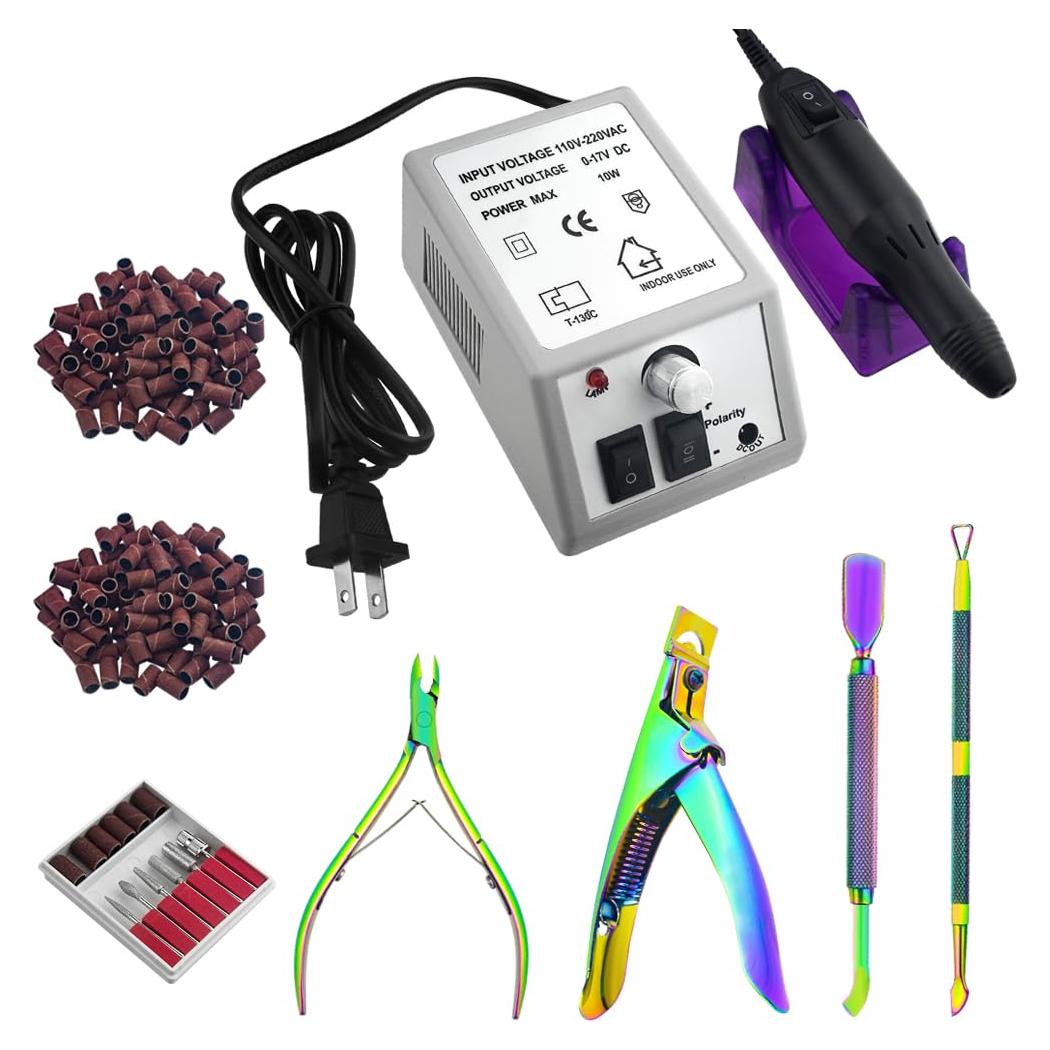 Taladro de Uñas Eléctrico JINGYUTAI con 206 Piezas - Gris