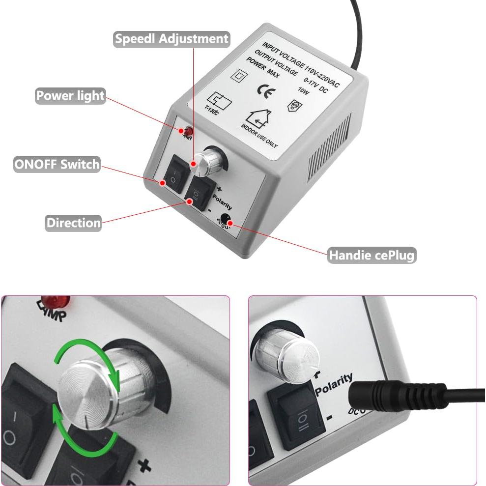 Taladro de Uñas Eléctrico JINGYUTAI con 206 Piezas - Gris