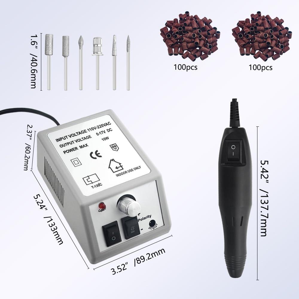 Taladro de Uñas Eléctrico JINGYUTAI con 206 Piezas - Gris