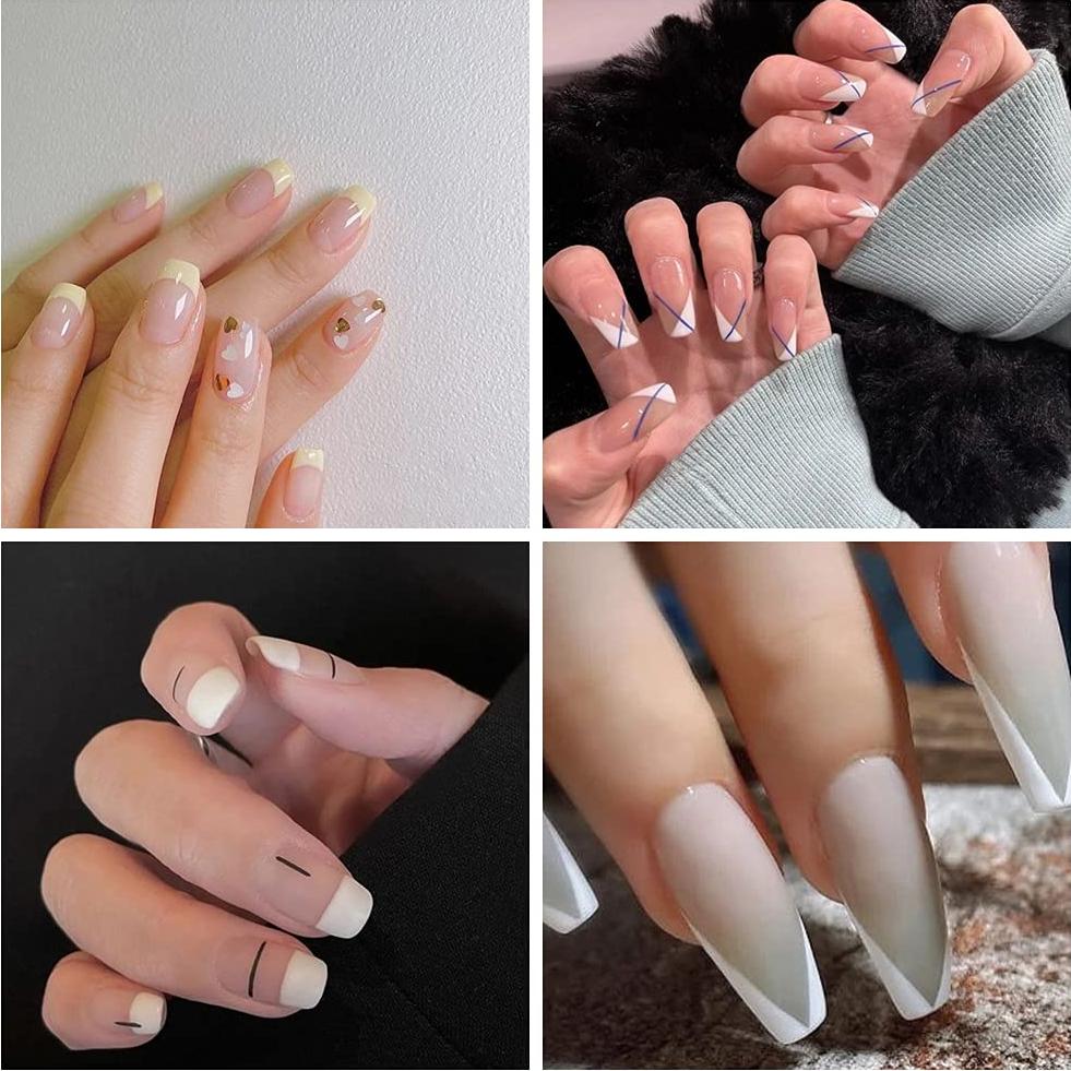 2 Pack Manicure Staniless Steel Edge Trimmer Templates - French Smile Line Cutter New Nail Art 9 Size Almond shape DIY Decorations Plate Module Gel Cutter Tool