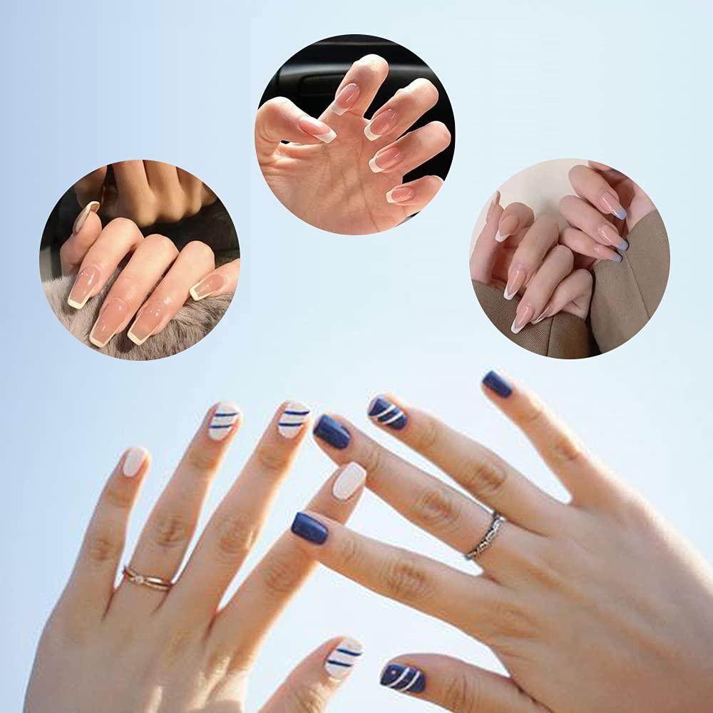 2 Pack Manicure Staniless Steel Edge Trimmer Templates - French Smile Line Cutter New Nail Art 9 Size Almond shape DIY Decorations Plate Module Gel Cutter Tool