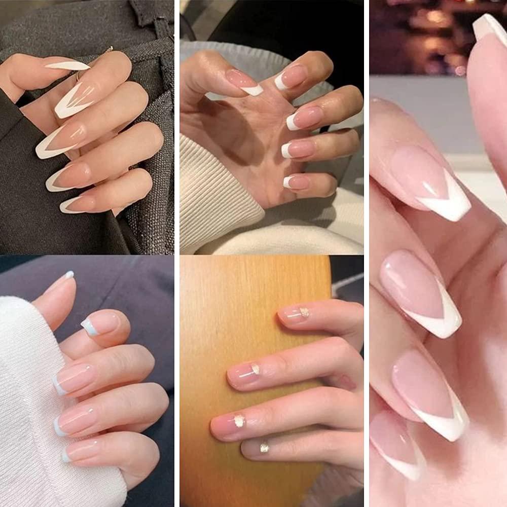 2 Pack Manicure Staniless Steel Edge Trimmer Templates - French Smile Line Cutter New Nail Art 9 Size Almond shape DIY Decorations Plate Module Gel Cutter Tool