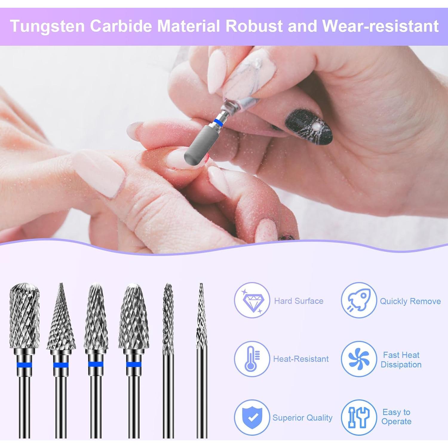 CGBE Brocas de Taladro para Uñas 6 Piezas Carburo 2.35 mm