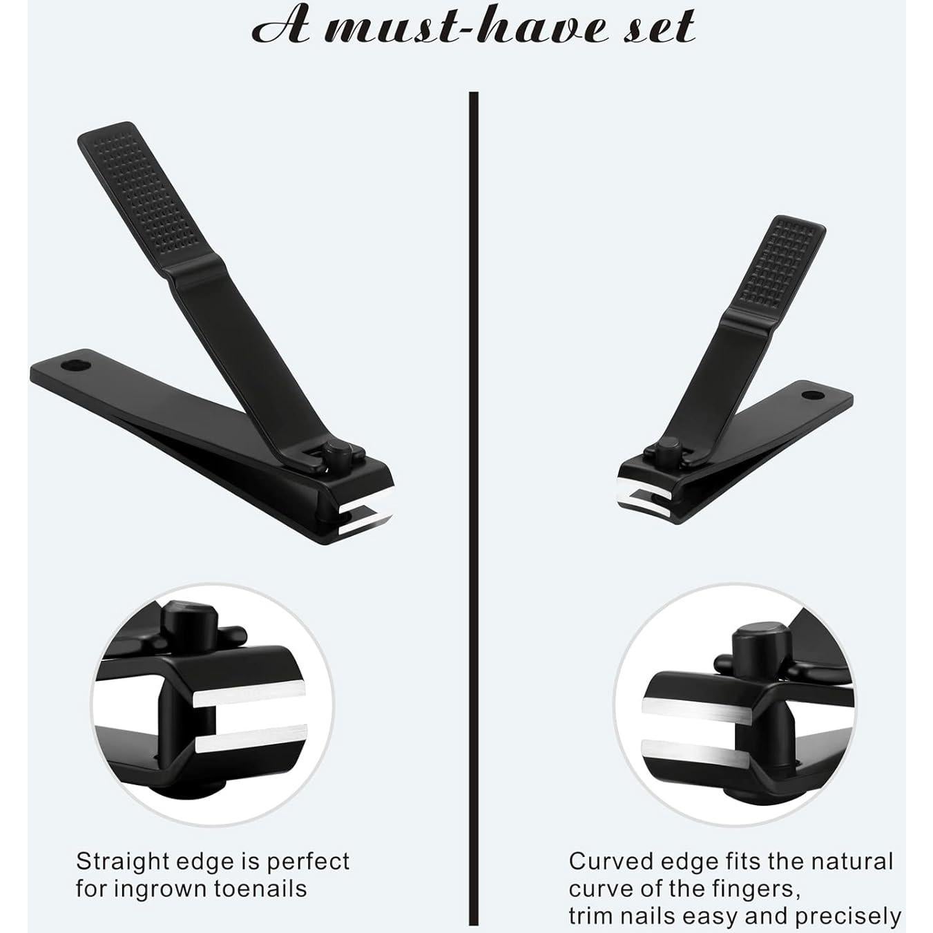 Juego de Cortauñas Gruesas TOMATA con Lima y Estuche - Negro