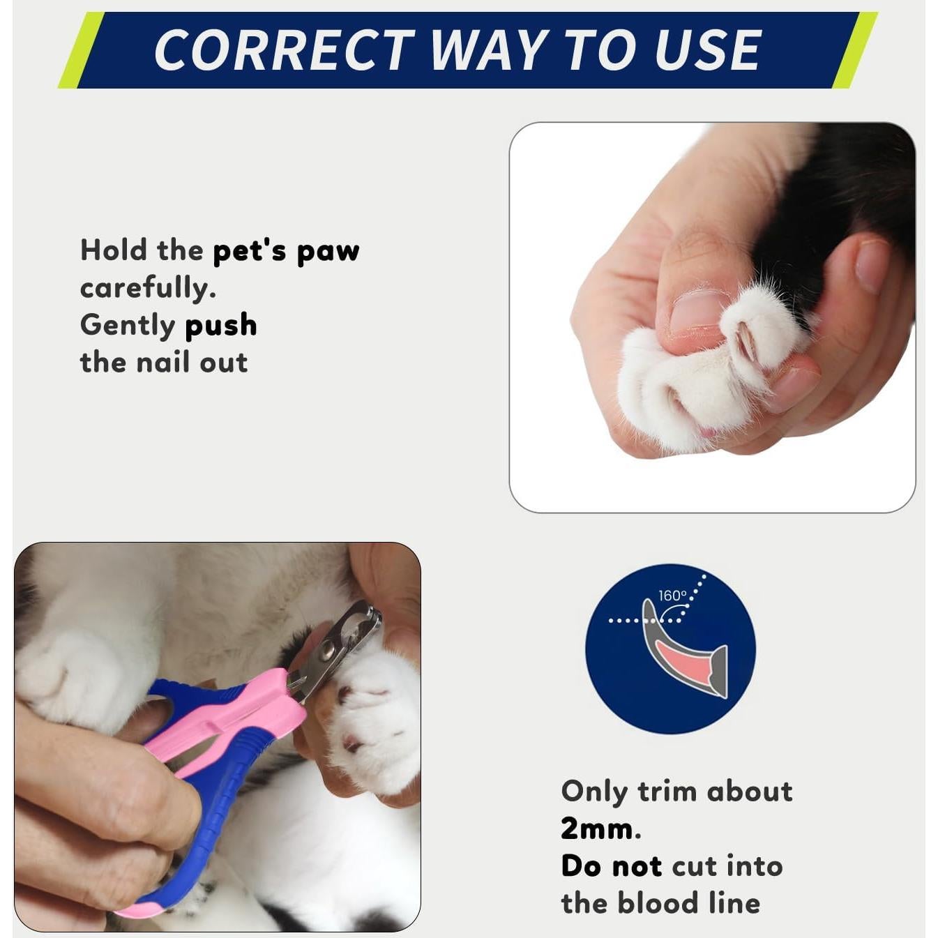 Cortauñas Profesional WePet para Mascotas Pequeñas Rosa/Azul