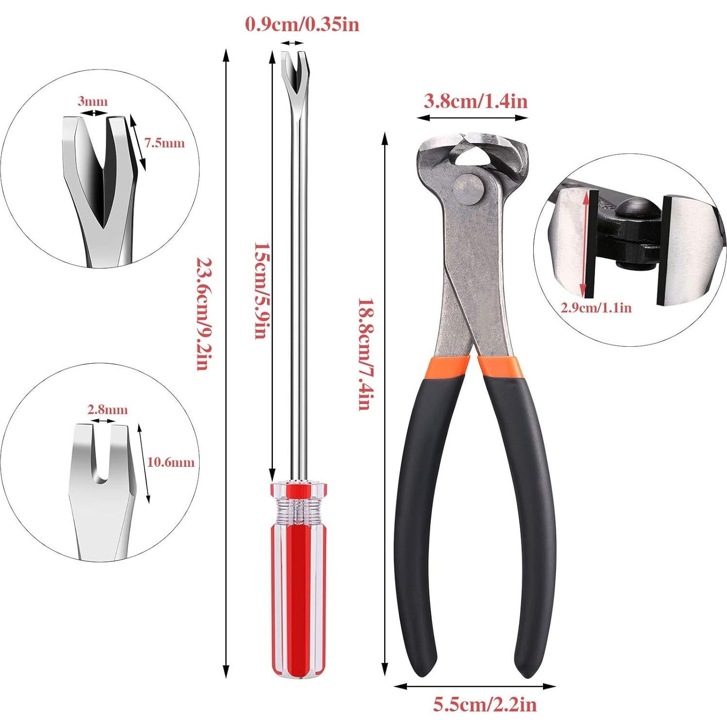 Juego de 3 Extractores de Clavos Honoson - 7 y 6 Pulgadas